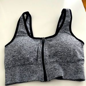 Sports bra zipper front grey small like new VINA